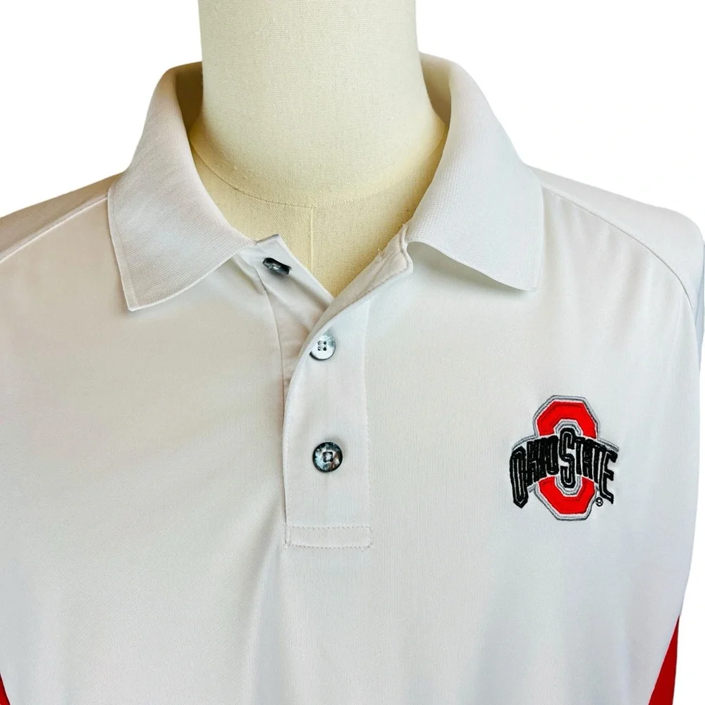 PRO PLAYER Ohio State Buckeyes Golf Polo Shirt Size XL White Football OSU Champs